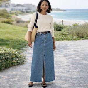 J.Crew Women's SZ 27 100% Cotton Classic Denim Maxi Skirt CC929